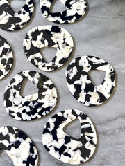 XL 48mm White Black Tortoise Shell Beads, pyramid shape acrylic Earring or Necklace pendant bead, 1 hole pendant acrylic tortoise shell