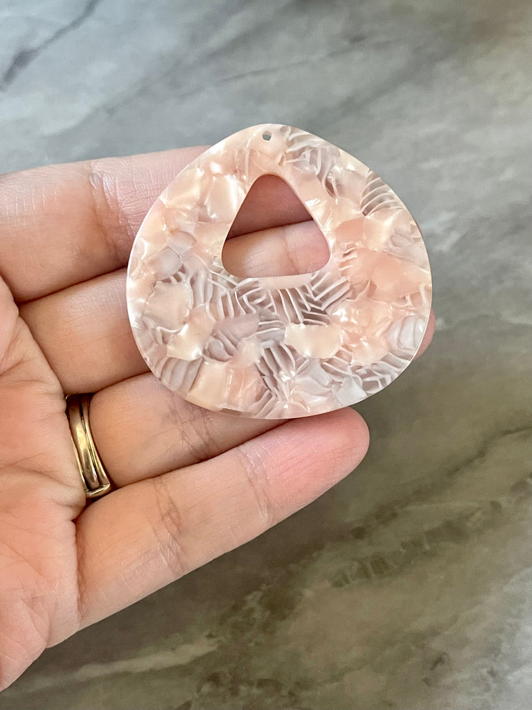 LAST CHANCE XL 48mm Blush Pink Cream Tortoise Shell Beads, pyramid shape acrylic Earring pendant bead, 1 hole pendant acrylic tortoise shell