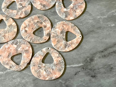 LAST CHANCE XL 48mm Blush Pink Cream Tortoise Shell Beads, pyramid shape acrylic Earring pendant bead, 1 hole pendant acrylic tortoise shell