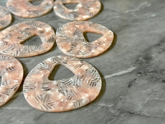 LAST CHANCE XL 48mm Blush Pink Cream Tortoise Shell Beads, pyramid shape acrylic Earring pendant bead, 1 hole pendant acrylic tortoise shell