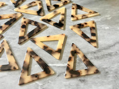 Blonde Tortoise Shell Beads, Triangle shape acrylic 41mm Long Earring or Necklace pendant bead, one hole at top, acrylic tortoise shell