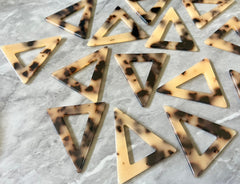 Blonde Tortoise Shell Beads, Triangle shape acrylic 41mm Long Earring or Necklace pendant bead, one hole at top, acrylic tortoise shell