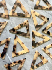 Blonde Tortoise Shell Beads, Triangle shape acrylic 41mm Long Earring or Necklace pendant bead, one hole at top, acrylic tortoise shell