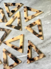Blonde Tortoise Shell Beads, Triangle shape acrylic 41mm Long Earring or Necklace pendant bead, one hole at top, acrylic tortoise shell