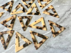 Blonde Tortoise Shell Beads, Triangle shape acrylic 41mm Long Earring or Necklace pendant bead, one hole at top, acrylic tortoise shell