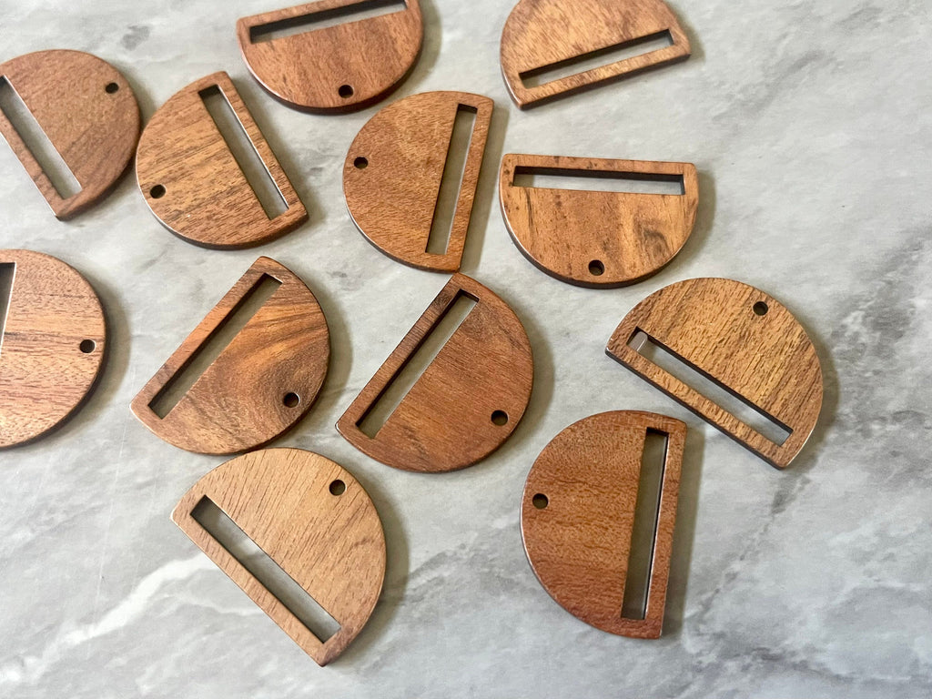 Wood Grain 1 Hole Beads, macrame laser leather round cutout 30mm Earring Necklace pendant bead, DIY wooden blanks brown circle