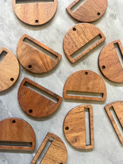 Wood Grain 1 Hole Beads, macrame laser leather round cutout 30mm Earring Necklace pendant bead, DIY wooden blanks brown circle