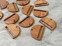 Wood Grain 1 Hole Beads, macrame laser leather round cutout 30mm Earring Necklace pendant bead, DIY wooden blanks brown circle