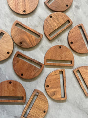 Wood Grain 1 Hole Beads, macrame laser leather round cutout 30mm Earring Necklace pendant bead, DIY wooden blanks brown circle
