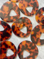 XL 48mm Tortoise Shell Beads, pyramid shape acrylic Earring or Necklace pendant bead, 1 hole pendant acrylic tortoise shell, brown black