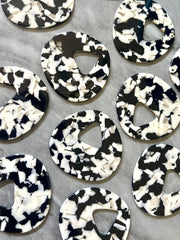 XL 48mm White Black Tortoise Shell Beads, pyramid shape acrylic Earring or Necklace pendant bead, 1 hole pendant acrylic tortoise shell