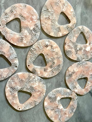 LAST CHANCE XL 48mm Blush Pink Cream Tortoise Shell Beads, pyramid shape acrylic Earring pendant bead, 1 hole pendant acrylic tortoise shell
