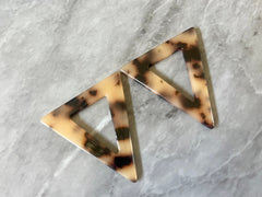 Blonde Tortoise Shell Beads, Triangle shape acrylic 41mm Long Earring or Necklace pendant bead, one hole at top, acrylic tortoise shell