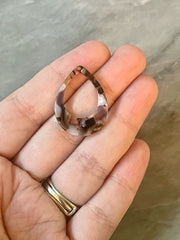 Brown White Resin Acrylic Blanks Cutout, earring bead jewelry making, 28mm teardrop pendant jewelry, brown earrings DIY