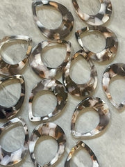 Brown White Resin Acrylic Blanks Cutout, earring bead jewelry making, 28mm teardrop pendant jewelry, brown earrings DIY