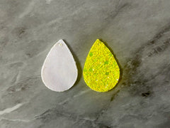 Glitter Neon Yellow 39mm Teardrop, jewelry DIY blanks, drop dangle for earrings or necklace, yellow earrings, geometric boho rhinestone