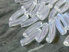 Acrylic curved tube beads, iridescent SHIMMER tube bracelet beads, resin tube beads accent statement bracelet, stretch bracelet beads