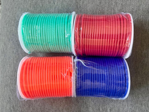 LAST CHANCE 75 Feet Hollow Pipe PVC Tubular Synthetic Rubber Cord, red orange green blue spool of wholesale