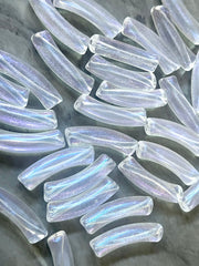 Acrylic curved tube beads, iridescent SHIMMER tube bracelet beads, resin tube beads accent statement bracelet, stretch bracelet beads