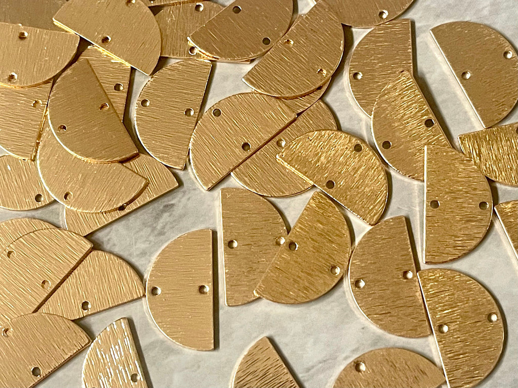 Gold Half Moon Medium circle Earring, 21mm Earrings focal point gold hardware 2 Hole gold diy earring wires statement boho geometric jewelry