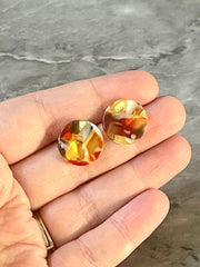 16mm art deco confetti post earring blanks drop earring stud earrings jewelry dangle DIY earring making round resin colorful red yellow blac