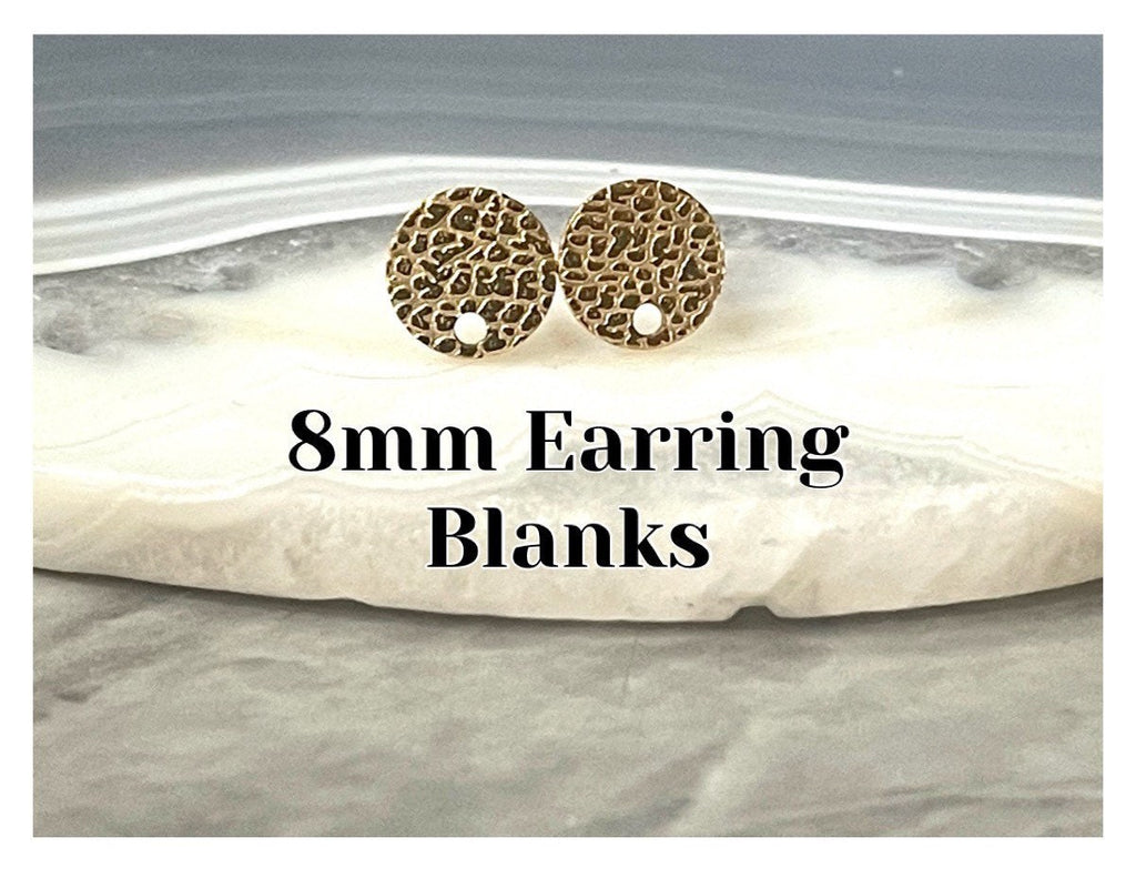 8mm Gold Cobblestone round post earring circle blanks drop stud earring, Gold dangle DIY earring mod making round earrings