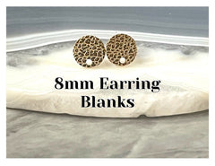 8mm Gold Cobblestone round post earring circle blanks drop stud earring, Gold dangle DIY earring mod making round earrings