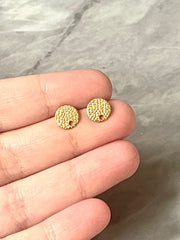 8mm Gold Cobblestone round post earring circle blanks drop stud earring, Gold dangle DIY earring mod making round earrings