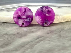 16mm art deco confetti post earring blanks drop earring, stud earrings jewelry dangle DIY earring making round resin sparkle colorful purple