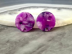 16mm art deco confetti post earring blanks drop earring, stud earrings jewelry dangle DIY earring making round resin sparkle colorful purple