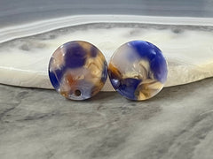 16mm art deco confetti post earring blanks drop earring stud earrings jewelry dangle DIY earring making round resin colorful royal blue gold