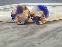 16mm art deco confetti post earring blanks drop earring stud earrings jewelry dangle DIY earring making round resin colorful royal blue gold