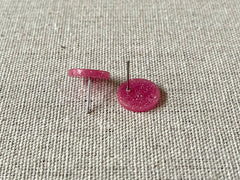 14mm GLITTER post earring blanks drop earring, stud jewelry dangle DIY earrings making round resin, pink purple green royal gold silver