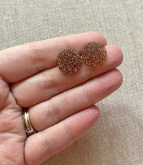 14mm GLITTER post earring blanks drop earring, stud jewelry dangle DIY earrings making round resin, pink purple green royal gold silver