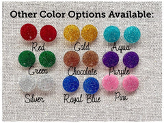 14mm Green GLITTER post earring blanks drop earring, stud jewelry dangle DIY earrings making round resin, confetti circle rainbow blanks
