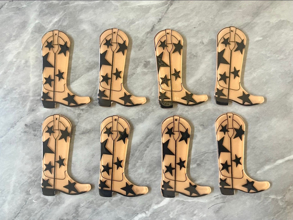 Yee Haw Acrylic laser cut Earring Blanks, cowboy boot Texas stars pierced ear stud blank pieces, brown bachelorette party stud drop dangle