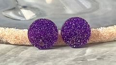 14mm Purple GLITTER post earring blanks drop earring, stud jewelry dangle DIY earrings making round resin, confetti circle rainbow blanks