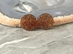 14mm chocolate GLITTER post earring blanks drop brown, stud jewelry dangle DIY earrings making round resin, confetti circle rainbow blanks