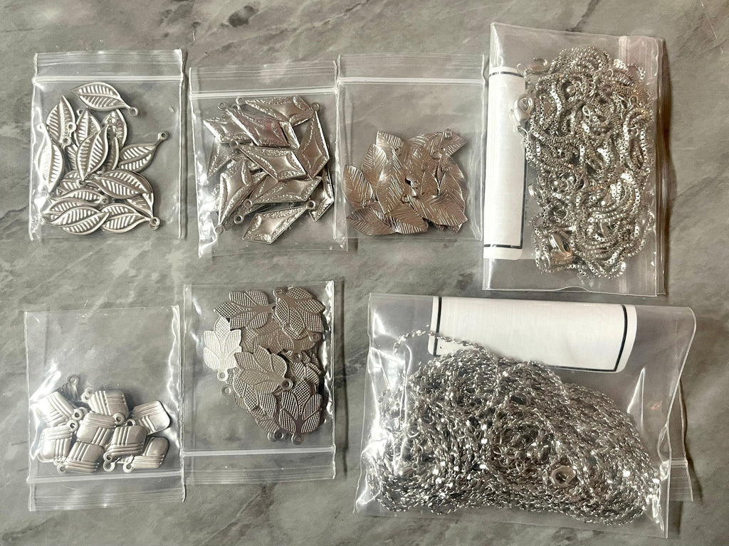 WHOLESALE Large LOT silver findings for jewelry creation, bangle making earring decor, fasteners charms pendants dangle chandelier necklace