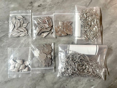 WHOLESALE Large LOT silver findings for jewelry creation, bangle making earring decor, fasteners charms pendants dangle chandelier necklace
