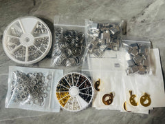WHOLESALE Huge LOT silver gold findings jewelry creation, bangle making earring decor, fasteners charms pendants dangle chandelier necklace