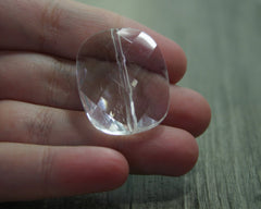 Large Translucent Beads - Faceted Rounded clear Nugget Bead, 30mm translucent beads, oval beads, clear jewelry, bangle beads, wire bangle