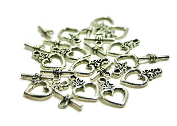 Heart Toggle Closures - Jewelry Making Connectors - Flat Rate Shipping - Ships FAST!