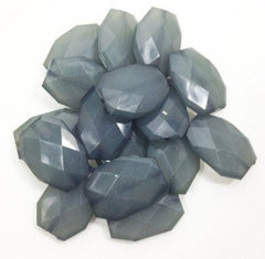 35x24mm Large faceted smoky gray acrylic beads - chunky jewels for craft supplies