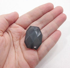 35x24mm Large faceted smoky gray acrylic beads - chunky jewels for craft supplies