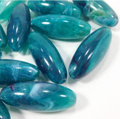 Emerald Green Oval Swirl Beads - chunky craft supplies for jewelry making