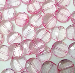 Light Pink Large Translucent Beads - 21mm Faceted circle round Bead - FLAT RATE SHIPPING - Jewelry Making - Wire Bangles
