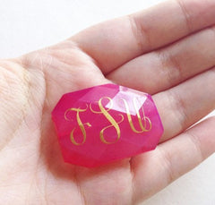 Three Letter Monogram Bead - Pick Your Colors! - Large Acrylic faceted bead for jewelry making - Swoon & Shimmer - 4