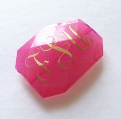 Three Letter Monogram Bead - Pick Your Colors! - Large Acrylic faceted bead for jewelry making - Swoon & Shimmer - 5