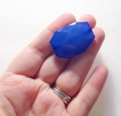 35x24mm Large Denim / Light Navy faceted acrylic nugget beads